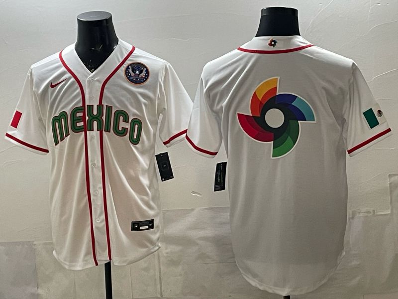 Men 2026 World Cub Mexico Blank White Game Nike MLB Jersey style 0017->->MLB Jersey